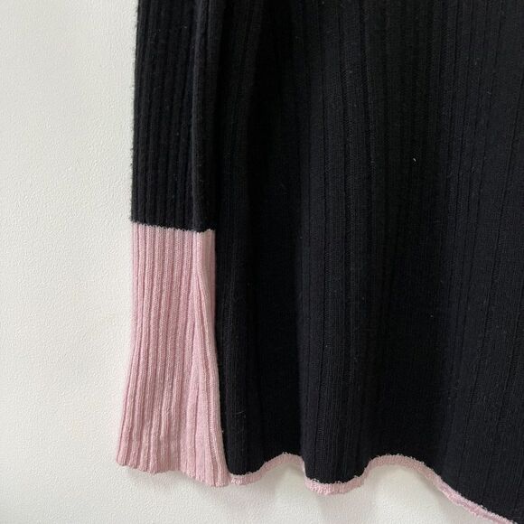 CLEARANCE - Terre Alte Black Colorblock Superfine 100's Wool Mock Neck Sweater - Picture 5 of 7